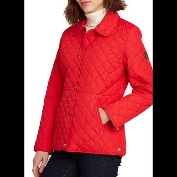Lauren Ralph Lauren Quilted Jacket Coat Red Size L - Picture 1 of 9